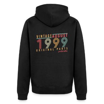 Geburtsmonat August 1999 - Unisex Premium Bio Zip Hoodie - Schwarz - Hinten - Nico (187cm)