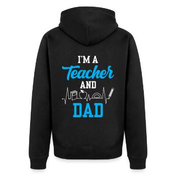 Ich Bin Lehrer Und Vater Homeschool Papa Vatertag - Unisex Premium Bio Zip Hoodie - Schwarz - Hinten - Nico (187cm)