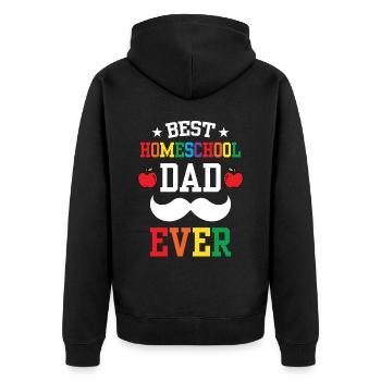 Bester Homeschool Papa Aller Zeiten Homeschooling - Unisex Premium Bio Zip Hoodie - Schwarz - Hinten - Nico (187cm)
