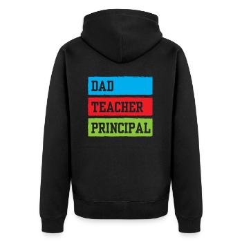 Papa Teacher Principal Homeschool Homeschooling - Unisex Premium Organic Zip Hoodie - black - Back - Nico (187cm)