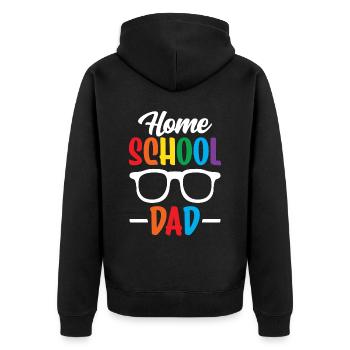 Homeschool Papa Vater Homeschooling Vatertag - Unisex Premium Bio Zip Hoodie - Schwarz - Hinten - Nico (187cm)