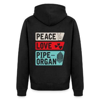Peace Love Pipeorgan Music Instrument - Unisex Premium Bio Zip Hoodie - Schwarz - Hinten - Nico (187cm)