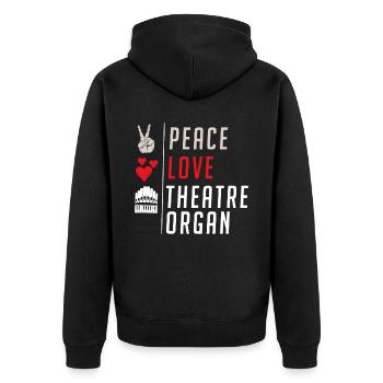 Peace Love Theatre Régisseur d’orgue - Veste à capuche bio Premium Unisexe - noir - Dos - Nico (187cm)