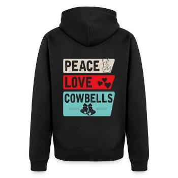 Peace Love Cowbells Country Music - Unisex Premium Bio Zip Hoodie - Schwarz - Hinten - Nico (187cm)