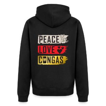 Peace Love Congas Instrument Conga Drum - Unisex Premium Organic Zip Hoodie - black - Back - Nico (187cm)