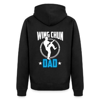 Wing Chun Vater Kampfsport Kampfkunst Trainer - Unisex Premium Bio Zip Hoodie - Schwarz - Hinten - Nico (187cm)