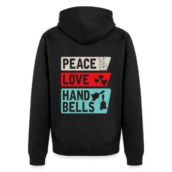 Peace Love Hand Bells Instrument Music - Unisex Premium Bio Zip Hoodie - Schwarz - Hinten - Nico (187cm)