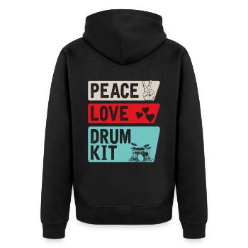Peace Love Drum Kit Batterie Batteur Kit - Veste à capuche bio Premium Unisexe - noir - Dos - Nico (187cm)