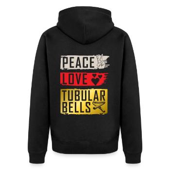 Peace Love Instrument de cloches tubulaires - Veste à capuche bio Premium Unisexe - noir - Dos - Nico (187cm)