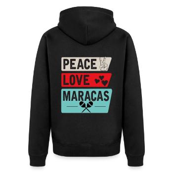 Peace Love Maracas Music Instrument - Unisex Premium Bio Zip Hoodie - Schwarz - Hinten - Nico (187cm)