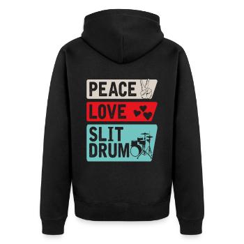 Peace Love Slit Drum Tambour à fente africain - Veste à capuche bio Premium Unisexe - noir - Dos - Nico (187cm)