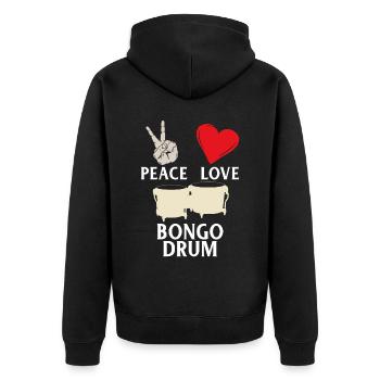Peace Love Bongo Instrument de musique de tambour - Veste à capuche bio Premium Unisexe - noir - Dos - Nico (187cm)