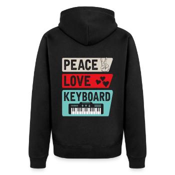 Peace Love Keyboard Piano Instrument - Unisex Premium Organic Zip Hoodie - black - Back - Nico (187cm)