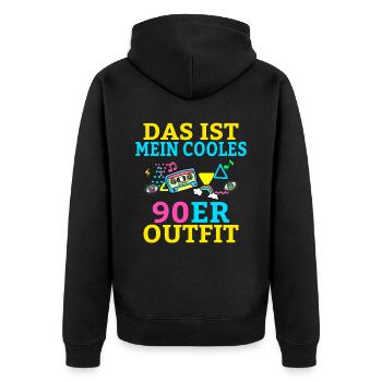 Das ist mein cooles 90er Outfit 90ziger Kostüme 90 - Unisex Premium Bio Zip Hoodie - Schwarz - Hinten - Nico (187cm)