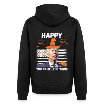 Heureux que vous sachiez la chose drôle halloween Biden - Veste à capuche bio Premium Unisexe - noir - Dos - Nico (187cm)