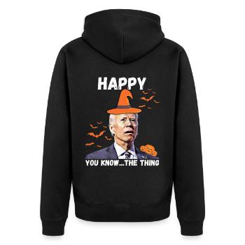 Heureux que vous sachiez la chose drôle halloween Biden - Veste à capuche bio Premium Unisexe - noir - Dos - Nico (187cm)