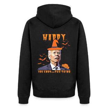 Heureux que vous sachiez la chose drôle halloween Biden - Veste à capuche bio Premium Unisexe - noir - Dos - Nico (187cm)