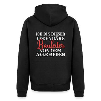 Ich bin dieser legendäre von dem alle reden - Unisex Premium Bio Zip Hoodie - Schwarz - Hinten - Nico (187cm)
