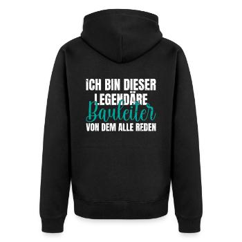 Ich bin dieser legendäre von dem alle reden - Unisex Premium Bio Zip Hoodie - Schwarz - Hinten - Nico (187cm)