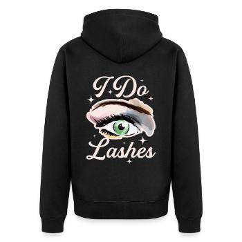 I Do Lashes Maskenbildnerin Geschenk - Unisex Premium Bio Zip Hoodie - Schwarz - Hinten - Nico (187cm)