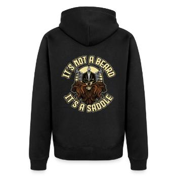 Its Not A Beard Its A Saddle Bart Geschenk - Unisex Premium Bio Zip Hoodie - Schwarz - Hinten - Nico (187cm)