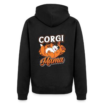 Corgi Mama für Damen - Unisex Premium Bio Zip Hoodie - Schwarz - Hinten - Nico (187cm)