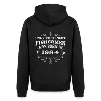 Angler Jahrgang 1984 Geburtstag geboren - Unisex Premium Bio Zip Hoodie - Schwarz - Hinten - Nico (187cm)