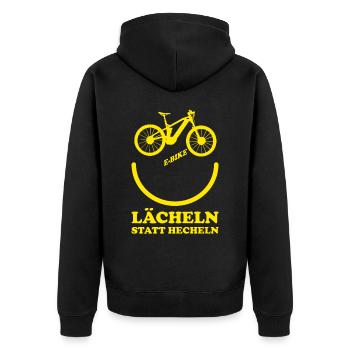 MTB Mountainbike Cyclocross Gravel-Bike - Unisex Premium Bio Zip Hoodie - Schwarz - Hinten - Nico (187cm)