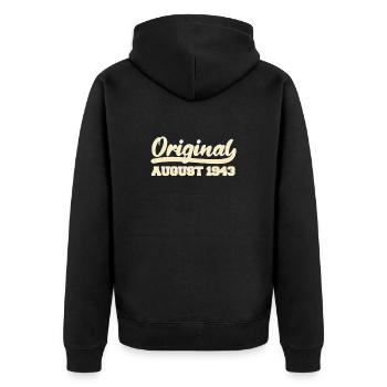 79e anniversaire Naissance août 1943 Idée cadeau - Veste à capuche bio Premium Unisexe - noir - Dos - Nico (187cm)
