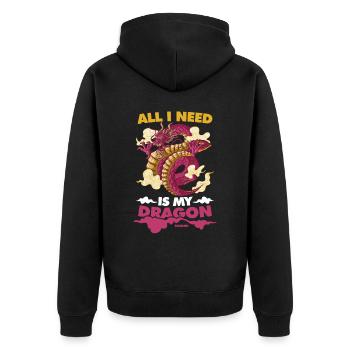 All I Need Is My Dragon - Unisex Premium Bio Zip Hoodie - Schwarz - Hinten - Nico (187cm)