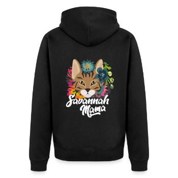 Savannah Mama Savannah Katze Kätzchen - Unisex Premium Bio Zip Hoodie - Schwarz - Hinten - Nico (187cm)