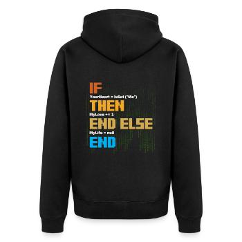 IF Your Heart Is Me Love Software Developer - Unisex Premium Organic Zip Hoodie - black - Back - Nico (187cm)