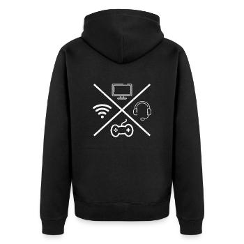 Gamer Gaming Lustiger Spruch - Unisex Premium Bio Zip Hoodie - Schwarz - Hinten - Nico (187cm)