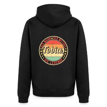 Tobias Der Mann Der Mythos Die Legende - Unisex Premium Bio Zip Hoodie - Schwarz - Hinten - Nico (187cm)