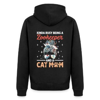 Zoowärter - Unisex Premium Bio Zip Hoodie - Schwarz - Hinten - Nico (187cm)