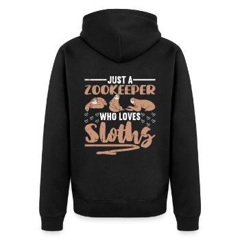 Zoowärter - Unisex Premium Bio Zip Hoodie - Schwarz - Hinten - Nico (187cm)