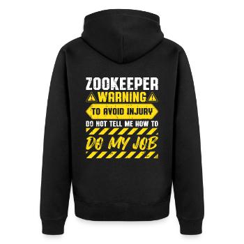 Zoowärter - Unisex Premium Bio Zip Hoodie - Schwarz - Hinten - Nico (187cm)