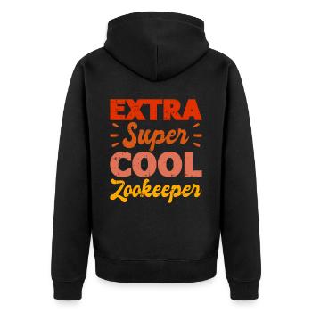 Zoowärter - Unisex Premium Bio Zip Hoodie - Schwarz - Hinten - Nico (187cm)