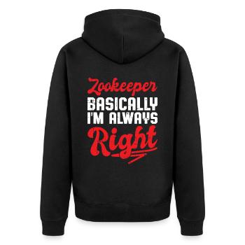 Zoowärter - Unisex Premium Bio Zip Hoodie - Schwarz - Hinten - Nico (187cm)
