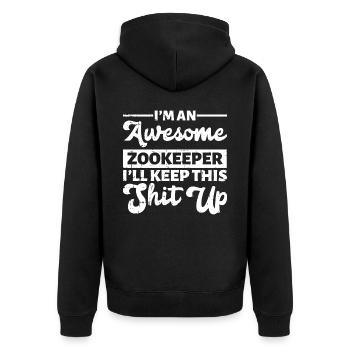 Zoowärter - Unisex Premium Bio Zip Hoodie - Schwarz - Hinten - Nico (187cm)