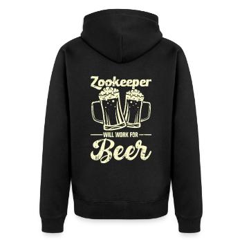 Zoowärter - Unisex Premium Bio Zip Hoodie - Schwarz - Hinten - Nico (187cm)