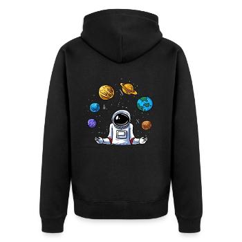 Jonglieren - Unisex Premium Bio Zip Hoodie - Schwarz - Hinten - Nico (187cm)