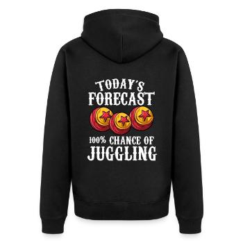 Jonglieren - Unisex Premium Bio Zip Hoodie - Schwarz - Hinten - Nico (187cm)