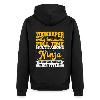 Zoowärter - Unisex Premium Bio Zip Hoodie - Schwarz - Hinten - Nico (187cm)