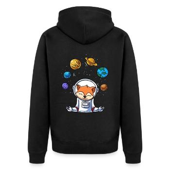 Jonglieren - Unisex Premium Bio Zip Hoodie - Schwarz - Hinten - Nico (187cm)