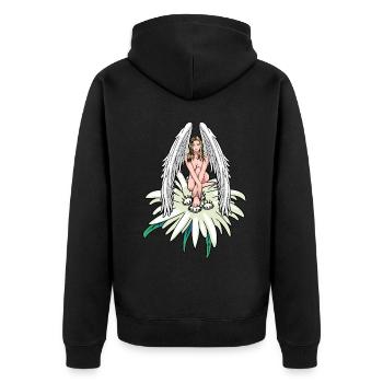 Himmlisch Engel Edelweiß Österreich Schutzengel - Unisex Premium Bio Zip Hoodie - Schwarz - Hinten - Nico (187cm)