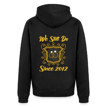 10th Wedding Anniversary Couple Design 10 Years of Marriage - Unisex Premium Organic Zip Hoodie - black - Back - Nico (187cm)