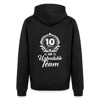10th Wedding Anniversary Couple Design 10 Years of Marriage - Unisex Premium Organic Zip Hoodie - black - Back - Nico (187cm)