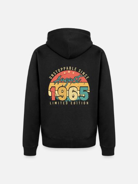 Unstoppable August 1965 - Unisex Premium Organic Zip Hoodie - black