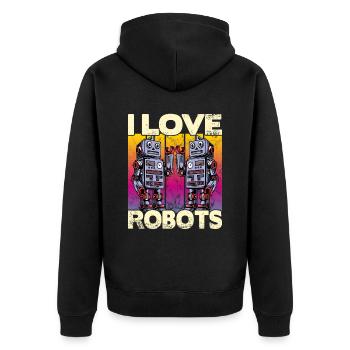 I love Robots - Unisex Premium Organic Zip Hoodie - black - Back - Nico (187cm)